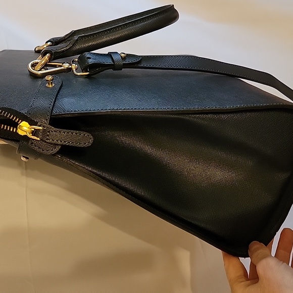 NWOT Cristhelen B Purse Tote Bag Leather? Blue Shoulder Strap Gorgeous Heavy - Picture 8 of 16